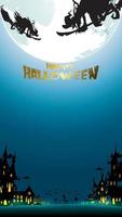 Dark Halloween background with Moon on blue sky, spiders and bats, illustration. Flyer or invitation template for banner, party, Invitation . Vector illustration with place for your Text