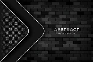 capas de fondo 3d abstracto que superponen brillo plateado con una pared de ladrillo oscuro realista. vector