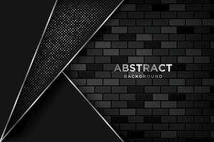 Layers of abstract 3D background overlapping silver glitter with realistic dark brick wall.
