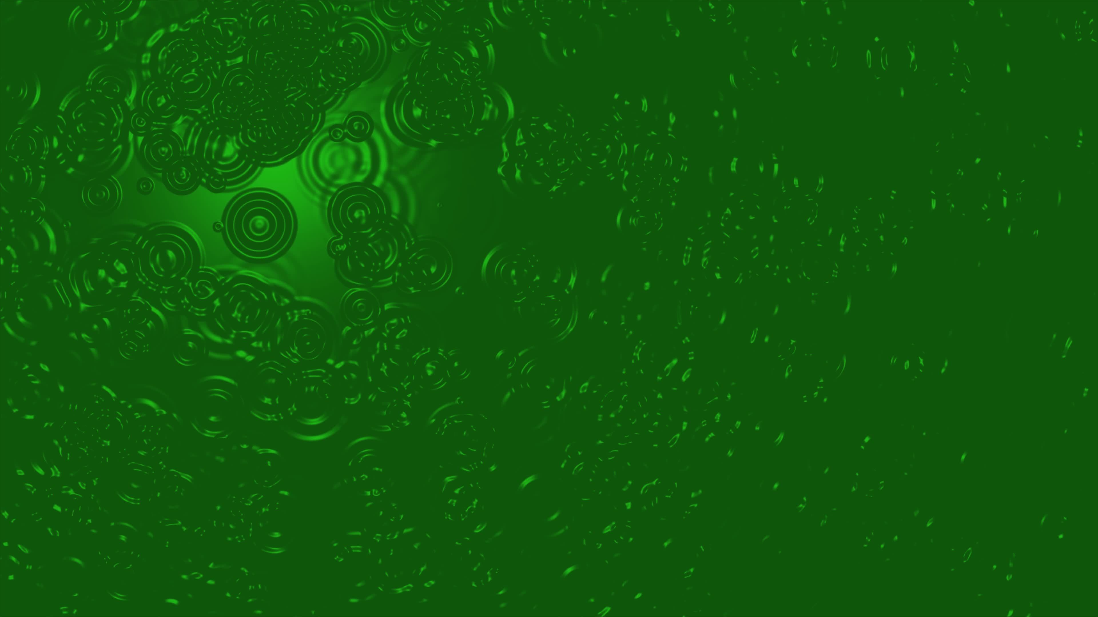 dripping water drop on green screen, diverging circles of water on