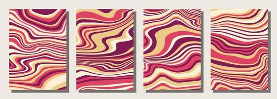 Abstract psychedelic groovy set background. vector