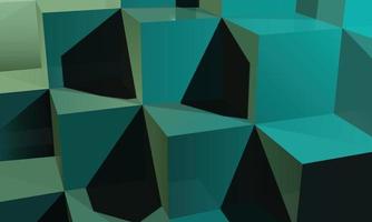 3D green and blue gradient cube stairs background. vector