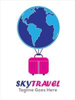 Travel company logo fly international airplane world travelling logo vector