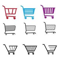 shopping cart shopping trolley black colorful vector art for eshop business company store logo template