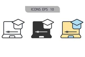 iconos de e-learning simbolizan elementos vectoriales para la web infográfica vector