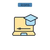 iconos de e-learning simbolizan elementos vectoriales para la web infográfica vector