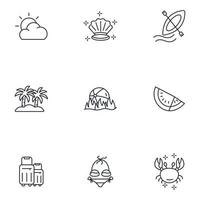 summer vacation icons set . summer vacation pack symbol vector elements for infographic web