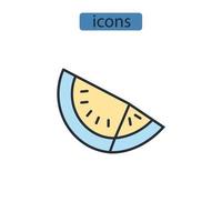 conjunto de iconos de sandía. elementos de vector de símbolo de paquete de sandía para web de infografía