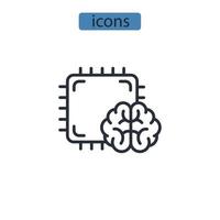 iconos de inteligencia artificial simbolizan elementos vectoriales para la web infográfica vector