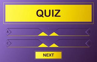 Vector layout of the quiz question with choice of text menu. Gradient template of intellectual competition, game menu, TV show, quiz questions, quiz with choice of answer screen within the framework