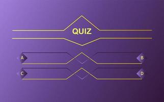 Vector layout of the quiz question with choice of text menu. Gradient template of intellectual competition, game menu, TV show, quiz questions, quiz with choice of answer screen within the framework