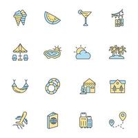 conjunto de iconos de vacaciones de verano. elementos de vector de símbolo de paquete de vacaciones de verano para web de infografía