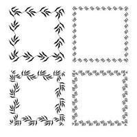 Illustration of collection of assorted square shaped black square frames made of plants on white isolated background vector