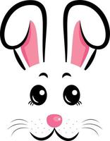 cara de conejo kawaii.símbolo de conejo del año 2023.ilustración vectorial vector