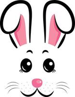 Kawaii Rabbit face.Rabbit symbol of 2023 year.Vector illustration vector