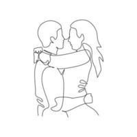 ilustración vectorial de una pareja enamorada dibujada en estilo de arte lineal vector