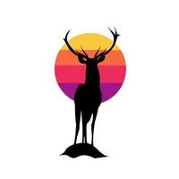 illustration vector of deer in sunset perfect for print,etc.