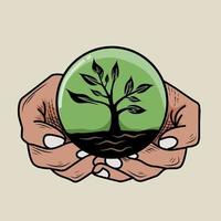 vector de ilustración de guardar árbol, medio ambiente, perfecto para imprimir