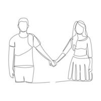 Vector illustration of a couple in love drawn in line art style