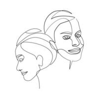 Vector illustration of women in line art style