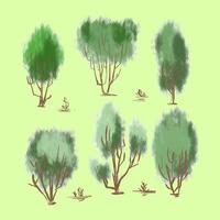 Vector illustration of hand drawn trees