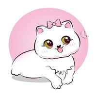 Cute sweet pink kitty in cartoon style. Vector. vector