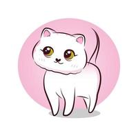 Cute sweet pink kitty in cartoon style. Vector. vector