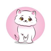 Cute sweet pink kitty in cartoon style. Vector. vector