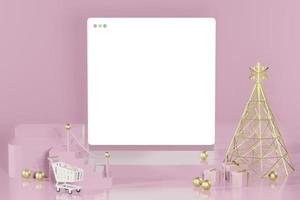 3d rendering christmas empty template podium mockup for product placement photo