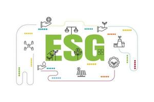 Set of environment, social, and governance ESG concept. Earth with thin line icons such as sustainable ecological, save water and energy, and honest people. vector