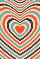 Psychedelic retro groove background shape heart vector