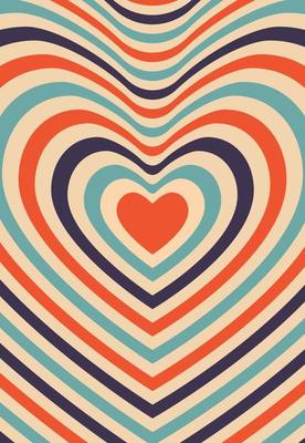 Psychedelic retro groove background shape heart