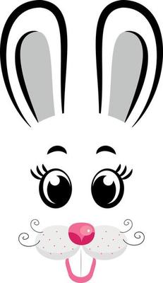 Kawaii Rabbit face.Rabbit symbol of 2023 year.Vector illustration