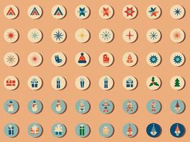 Retro vintage Christmas icons and illustrations, design for highlights of instagram, blogs, stickers, postcards vector