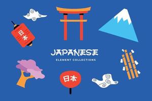 establecer colecciones elemento japonés estilo vintage. adecuado para publicar contenido en las redes sociales vector