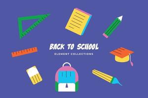 Set collections back to school element vintage style. Suitable for post content social media vector