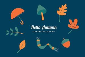 Set collections hello autumn element vintage style. Suitable for post content social media vector