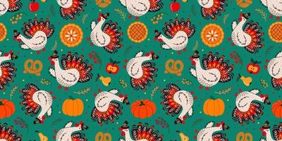 seamless pattern of Thanksgiving day symbols vector