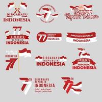 colección de conjuntos de texto 77 del día de la independencia de indonesia vector