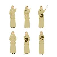 Indonesia Muslim teacher set collection vector