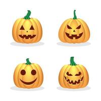 conjunto de calabaza de halloween con varias expresiones faciales