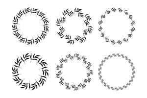 Illustration of collection of assorted circle shaped black frames made of plants on white isolated background vector