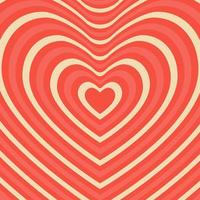 Psychedelic retro groove background in muted warm tones shape heart . vector illustration. Pattern in the style of the seventies and sixties. Hippie style design