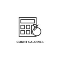 el signo vectorial del símbolo de recuento de calorías está aislado en un fondo blanco. color de icono editable. vector