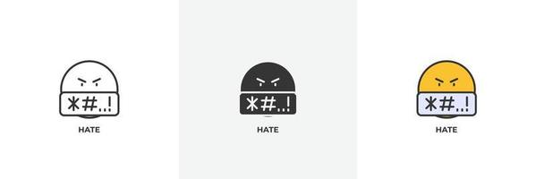 hate icon. Line, solid and filled outline colorful version, outline and filled vector sign. Idea Symbol, logo illustration. Vector graphics