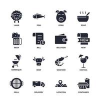 icono de conjunto de restaurante, icono de signo de conjunto de restaurante aislado, color de icono editable. ilustración vectorial