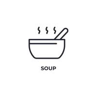 Vector sign of soup symbol is isolated on a white background. icon color editable.