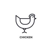 Vector sign of chicken symbol is isolated on a white background. icon color editable.