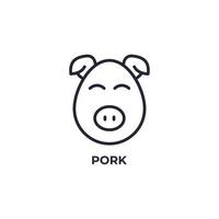 Vector sign of pork symbol is isolated on a white background. icon color editable.