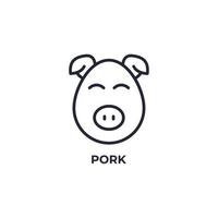 Vector sign of pork symbol is isolated on a white background. icon color editable.